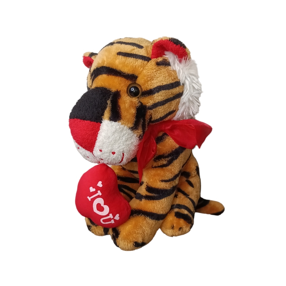 Homerbest Tiger Plush with "I love you" Heart & Red Bow